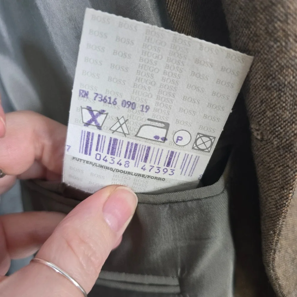 HUGO BOSS‎ Rossellini Movie Mens Blazer Jacket Wool 46R Tweed Brown USA